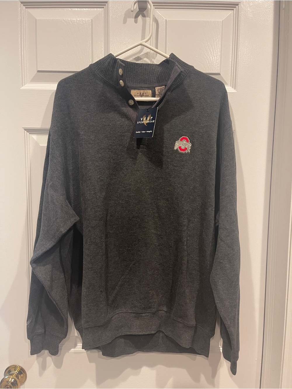 Charcoal Gray Quarter-Snap Ohio State Logo Sweater